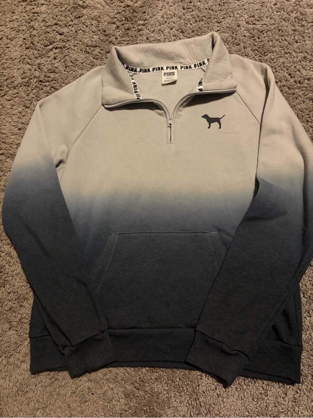 PINK Victoria's Secret Gray-to-Blue Ombre Quarter-Zip Pullover